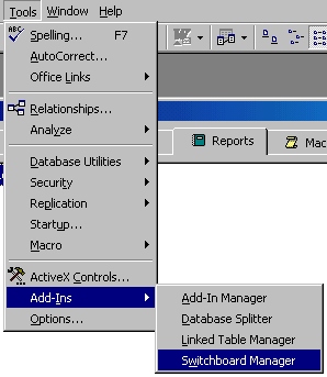 ms access switchboard manager
